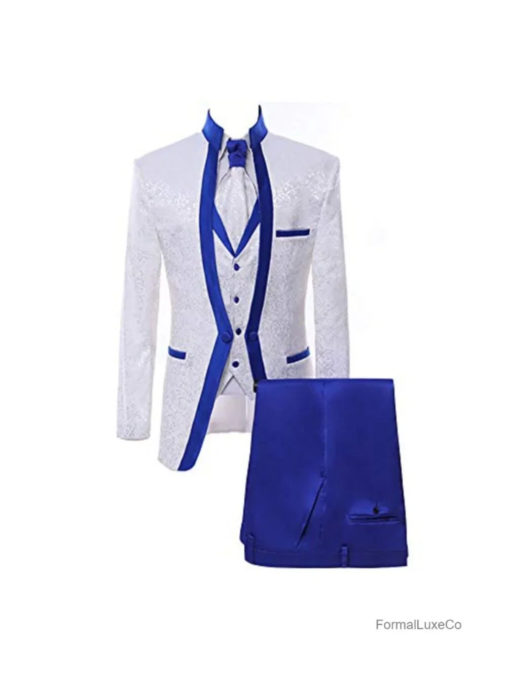 Paisley Slim Fit White Tuxedo Suit 3 Piece for Wedding Prom Groom